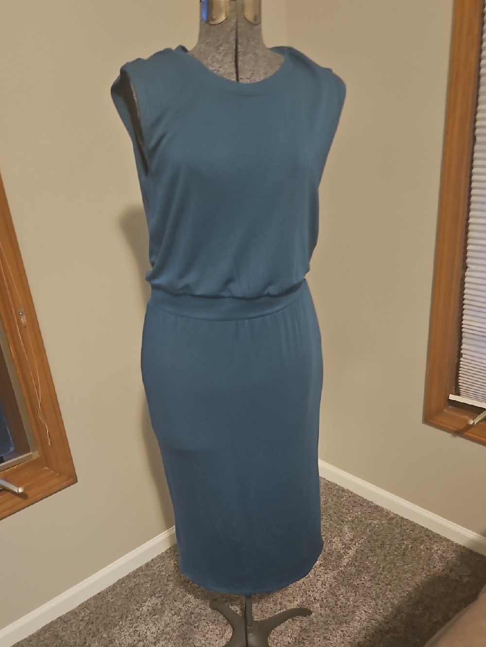 Lou & Grey Teal Sleeveless Blousson Sheath Dress